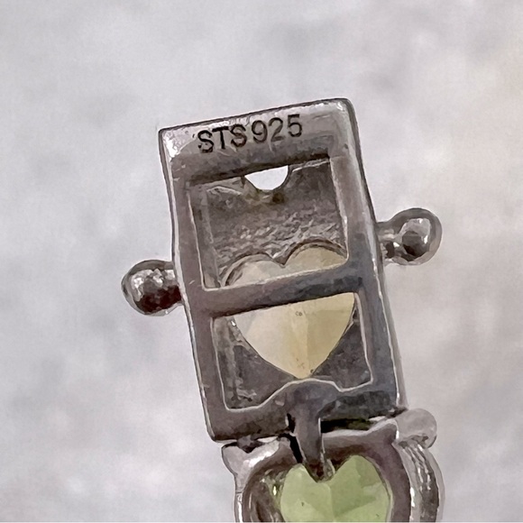 Multigemstone Sterling Silver Heart Tennis Bracelet - Picture 12 of 15